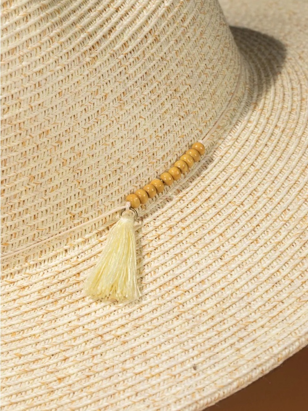 Natural Straw Fedora Hat with Tassel - Picture 2 of 2